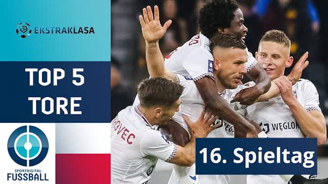 Vorschaubild für Unglaublicher Podolski toppt Traumtore von Nowak & Chuca I Top 5 Tore I 15. Spieltag I Ekstraklasa