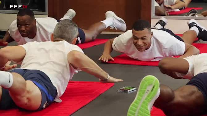 Imagen de vista previa para Mbappé, Giroud and Dembélé work at gym before England