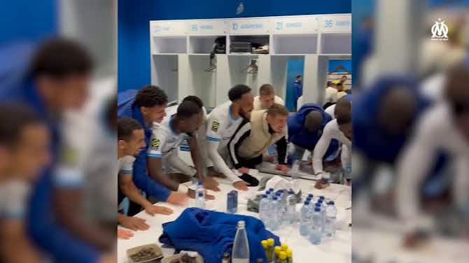 Preview image for Marseille's dressing room celebrations after Gasset secures emphatic first Ligue 1 win