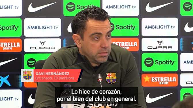 Preview image for Xavi explica las razones por las que sigue en el Barcelona: "Me siento con fuerza"