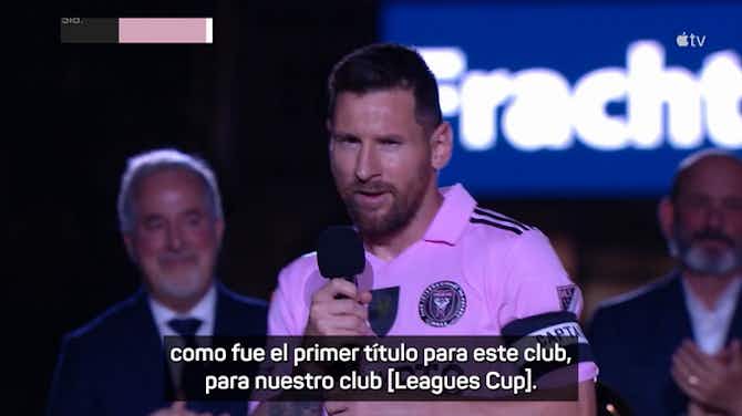 Imagen de vista previa para Messi, en la Noche de Oro de Miami: "Llevamos muy poquito tiempo juntos, pero ya conseguimos algo muy importante"