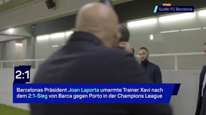 Vorschaubild für Barca-Präsident Laporta umarmt Xavi nach Sieg