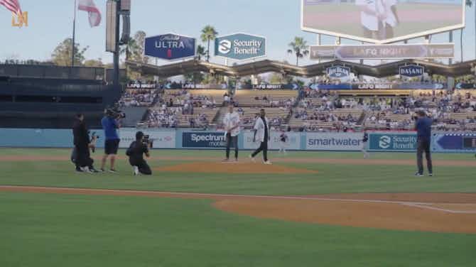 Preview image for 'Stick to soccer!' - Bale taunts LAFC team-mate after pitching at LA Dodgers game