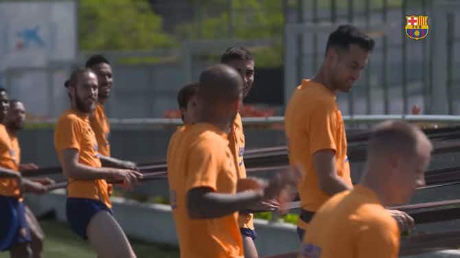 Preview image for Great goals and Dani Alves dance moves in Barça training