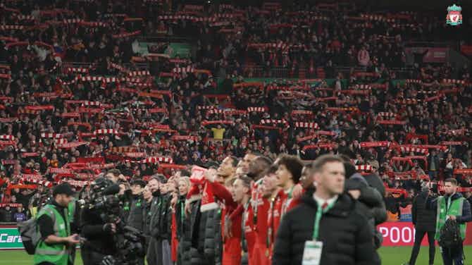 Preview image for Liverpool players sing 'You'll Never Walk Alone' after Carabao Cup final triumph