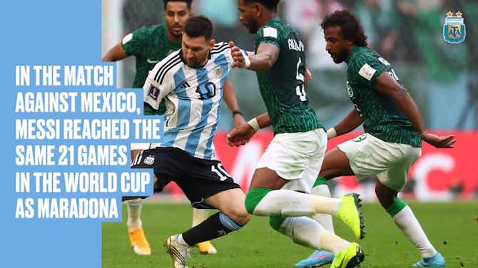 Preview image for Messi levels Maradona in World Cup appearances