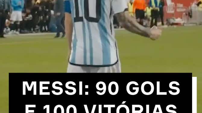 Imagem de visualização para Messi alcança 90 gols e 100 vitórias pela Argentina