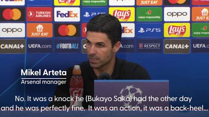 Vorschaubild für Arsenal: Mikel Arteta responds to Bukayo Saka picking up injury in Champions League loss