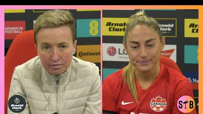 Preview image for Janine Beckie & Bev Priestman: England vs Canada post-match press conference | #ArnoldClarkCup