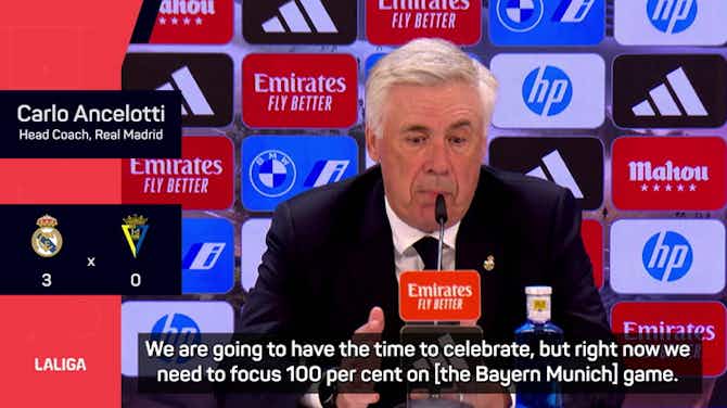 Image d'aperçu pour Ancelotti reveals why title celebrations are on hold at Madrid