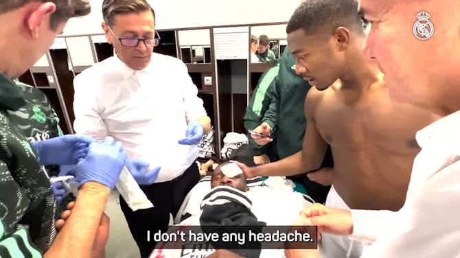 Preview image for Antonio Rudiger comforted by David Alaba after horrific head injury