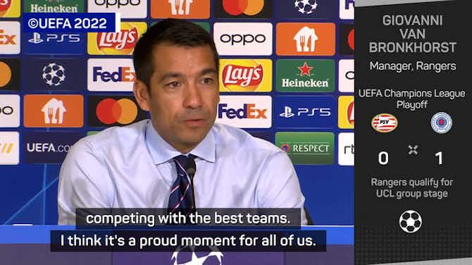 Preview image for Van Bronckhorst 'proud' to take Rangers back to the Champions League