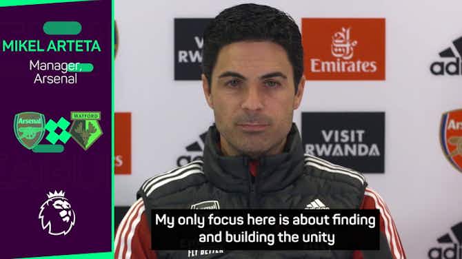 Preview image for  Arteta's only focus is about 'finding and building' Arsenal unity