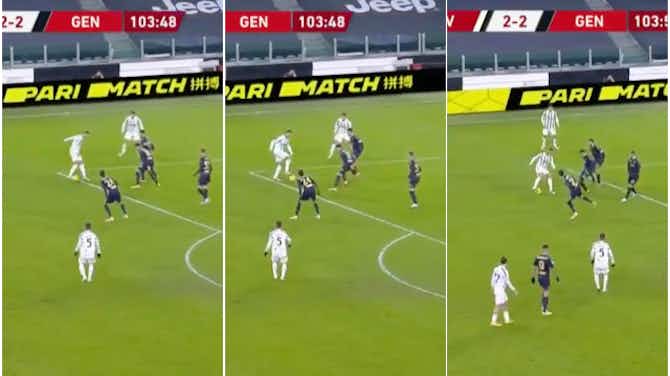 Preview image for Video: Cristiano Ronaldo fools 4 Genoa players with tricks to create chance that led to winner for Juventus from debutant Hamza Rafia vs Genoa
