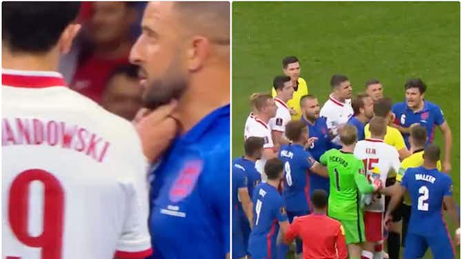 Preview image for Video: Kamil Glik pinches Kyle Walker and tussle leaves Harry Maguire enraged in England vs Poland melee 