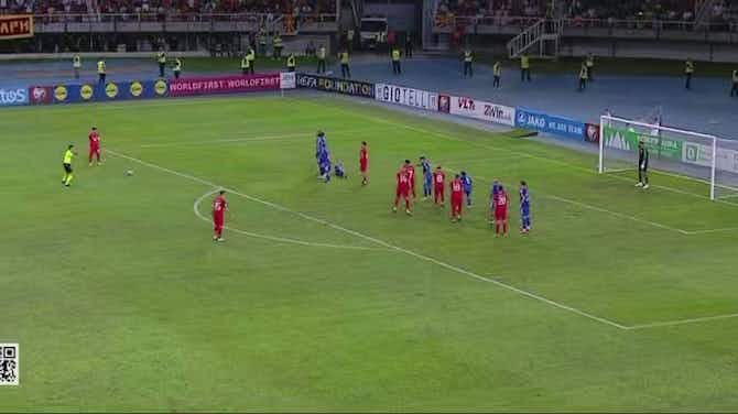 Preview image for Video: Stunning Bardhi free-kick helps North Macedonia cause upset against Italy once again