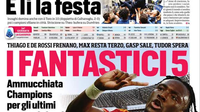 Preview image for Today’s Papers – Inter wave, fantastic 5 for Champions League