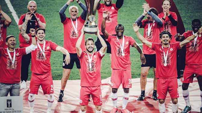 Preview image for Coronavirus: Salzburg celebrate cup success in socially distant fashion as season restarts