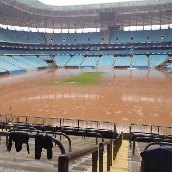 Imagem de visualização para Arena do Grêmio fica alagada; situação no RS segue crítica