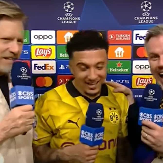Preview image for Jamie Carragher downs eight pints, attempts to interview Jadon Sancho on live TV