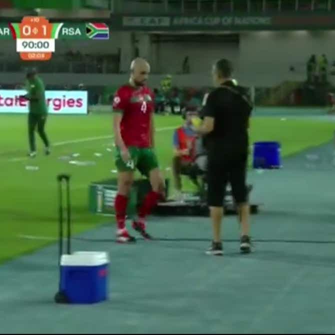 Preview image for Video: Manchester United’s Sofyan Amrabat gets shown a red card twice in bizarre incident during AFCON