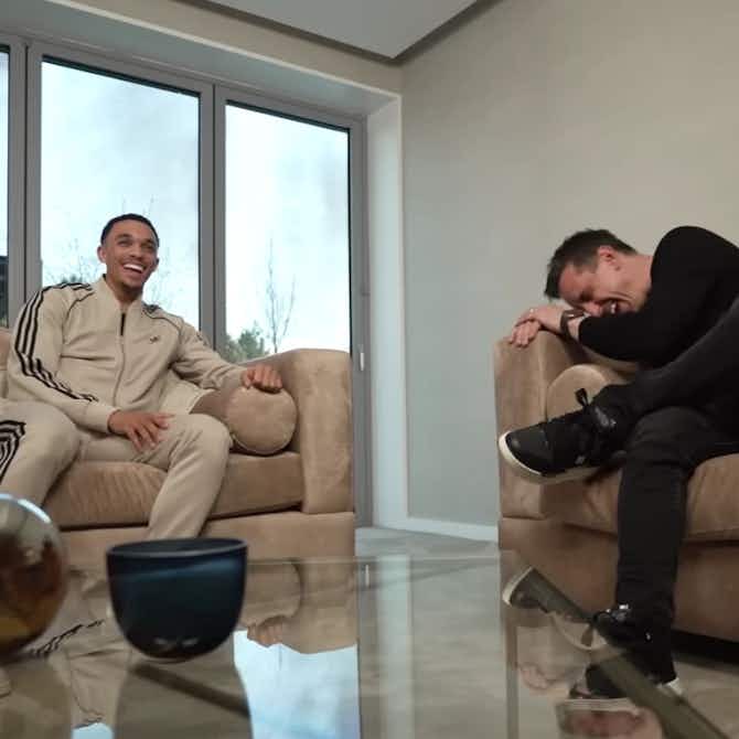 Preview image for (Video) Alexander-Arnold hilariously accuses Neville of ‘gegging in’ during interview