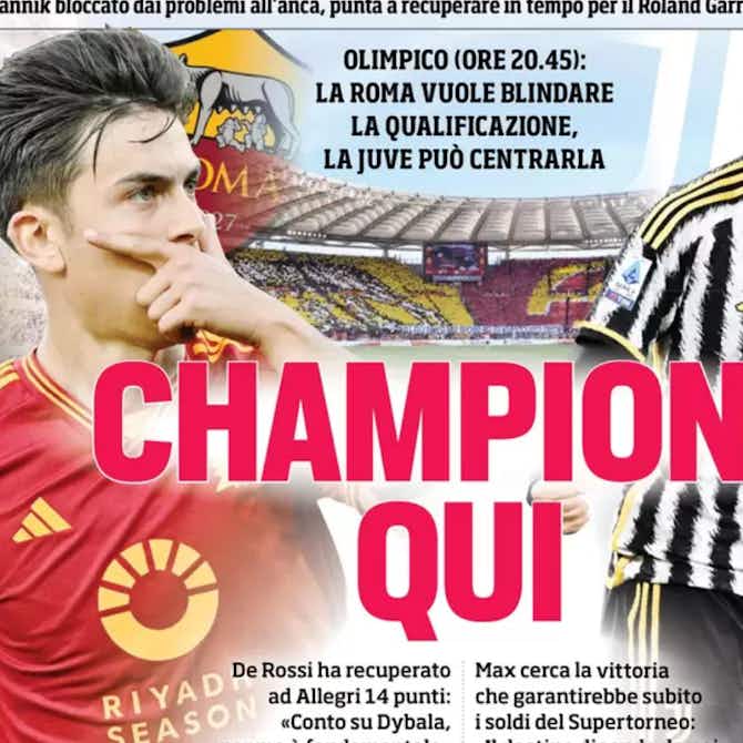 Preview image for Today’s Papers – Only Sassuolo beat Inter, Roma-Juve for Champions