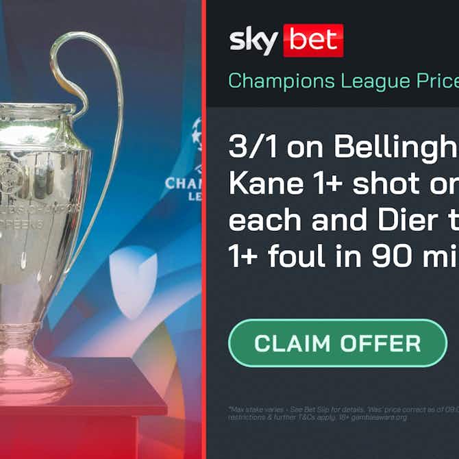 Preview image for Sky Bet Welcome Offer: 3/1 for Bellingham & Kane 1+ shot on target each and Dier to commit 1+ foul in 90 minutes