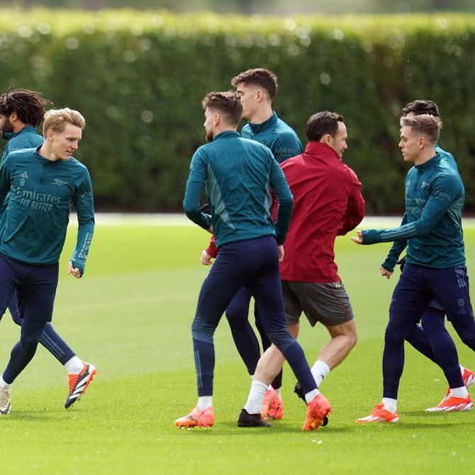 Preview image for Arsenal captain Martin Odegaard trains ahead of Bayern Munich Champions League decider in major boost