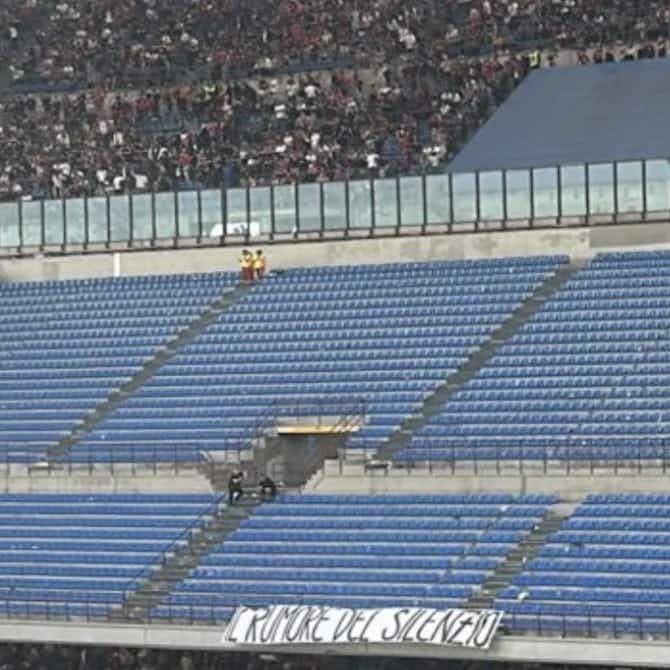 Anteprima immagine per Milan contestazione tifosi: la curva ABBANDONA San Siro prima del fischio finale! Solo uno striscione: «IL RUMORE DEL SILENZIO»