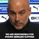 Preview image for Video: Pep Guardiola mocks Steven Gerrard’s infamous slip against Chelsea that cost Liverpool the title