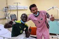 Preview image for (Image) Mane updates Liverpool supporters from hospital bed after his horrific clash of heads with Cape Verde ‘keeper