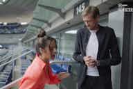 Preview image for (Video) Crouch teaches the robot routine to CL final singer Camila Cabello: ‘I am incredible at it’