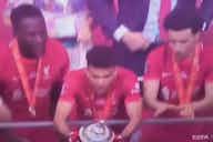 Preview image for (Video) Watch Luis Diaz surprise Konate after dropping FA Cup lid during hilarious trophy lift clip
