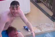 Preview image for (Video) Andy Robertson spotted in a hotel pool with Jack Grealish as the pair enjoy the sun in Las Vegas party