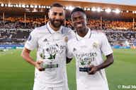 Vorschaubild für Benzema und Vini Jr. erhalten ihre Auszeichnungen der Champions League der letzte Saison